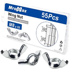 MroMax 68Pcs 1/4"-20 Wing Nuts Carbon Steel Butterfly Nuts Zinc Plated Fasteners Parts Hand Twist Tighten Ear Wingnuts 1/4-20 Inches Hardware Nuts