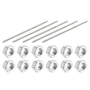 uxcell M5 x 190mm 304 Stainless Steel Fully Threaded Rod Fasteners 5pcs and M5 Hexagon Hex Nut 100pcs