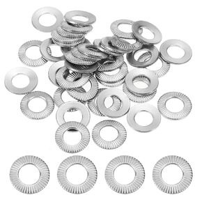 PATIKIL 304 غسالات مسطحة من الفولاذ المقاوم للصدأ، 50 عبوة M5x10mm Belleville Spring Disc Wash حشية مخروطية مخرشة مترية للبناء الصناعي للسيارات