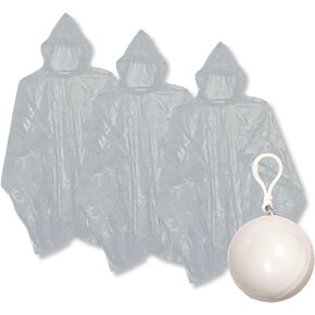Maxie & Nova 3 Pack Disposable Rain Ponchos for Adults - Includes One Carrying Case Keychain Perfect for Travel