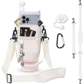 Water Bottle Carrier Bag for Stanley 40 oz Tumbler with Handle, Water Bottle Holder Pouch with Phone Pocket, Straw Cover & Adjustable Strap, Accessories for Stanley Cup in Saudi Arabia
