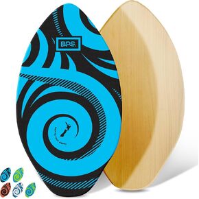 BPS New Zealand ‘Koru’ Skimboard with Colored EVA Grip Pad and High Gloss Clear Coat Wooden Skim Boards for Kids and Adults | Choose from 3 Sizes and Traction Pad Color in Kuwait