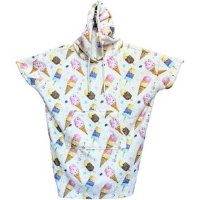 Cotton/Microfiber Kids Surf Poncho, Wetsuit Changing Towel Bath Robe with Hood and Pocket for Ages 3-7 and 8-12 (Aqua Blue, 8-12)