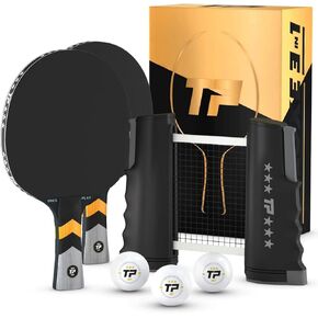 Professional Ping Pong Net for Any Table | Portable Anywhere Table Tennis Set with Retractable Net, 4 Paddle Set, 3-Star Balls, Fitted Storage Case in Saudi Arabia