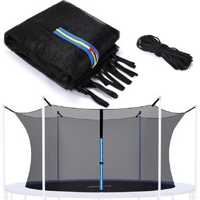 TOBWOLF 14FT Trampoline Replacement Safety Net, (Net Only Poles Not Included) Trampoline Enclosure Net for 6 Straight Poles Frame Trampolines, Breathable Round Trampoline Net with Adjustable Straps