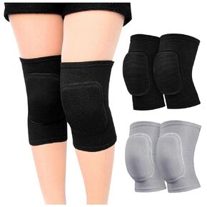 2 Pair Stretchy Knee Pads Knee Brace for Men Women Youth Soft Brace Breathable Sleeve Protective Volleyball Football Dance Tennis Running Cycling Workout Climbing Jogging (black and pink, M)