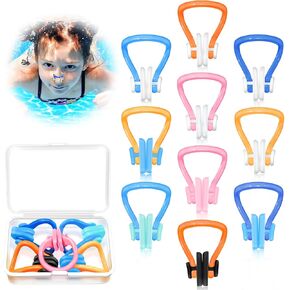 Swimming Nose Clip - 𝟭𝟬 𝗣𝗮𝗰𝗸𝘀 Nose Plugs for Kids(Age 7+), Swim Nose Clip Adult with Storage Box, Waterproof Nose Clips for Swimming,Surfing, Diving and Other Water Sports