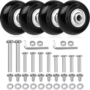 4pcs 40mmx18mm Luggage Suitcase Replacement Wheels,Rubber Swivel Caster Wheels Repair with 608zz Inline Outdoor Skate Replacement Wheels (3Axles)
