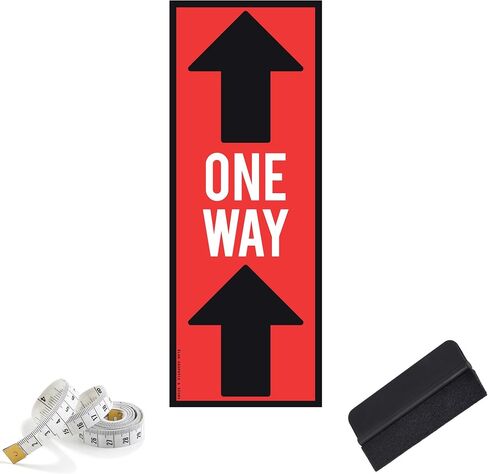 ÉLAN 10 Pack of 16" X 6" Rectangle One Way Social Distancing Floor Decals | Bonus Squeegee Tool & Measuring Tape | Anti-Slip Vinyl Directional Safety Sign Heavy Duty in Saudi Arabia