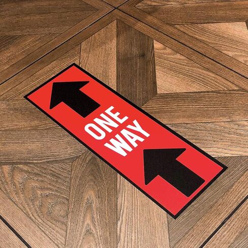 ÉLAN 10 Pack of 16" X 6" Rectangle One Way Social Distancing Floor Decals | Bonus Squeegee Tool & Measuring Tape | Anti-Slip Vinyl Directional Safety Sign Heavy Duty in Saudi Arabia