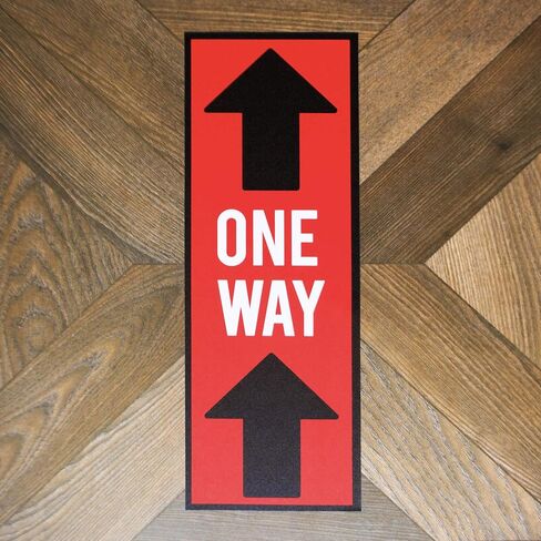 ÉLAN 10 Pack of 16" X 6" Rectangle One Way Social Distancing Floor Decals | Bonus Squeegee Tool & Measuring Tape | Anti-Slip Vinyl Directional Safety Sign Heavy Duty in Saudi Arabia