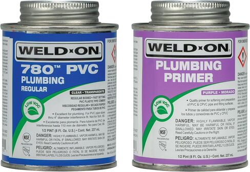 Weld-On 15900 Twin Pack 780 PVC Regular-Bodied Plumbing Solvent Cement and Purple Plumbing Primer in Kuwait