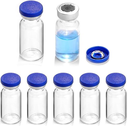 2ml Sealed Vials with Self Healing Injection Port and Plastic-Aluminum Flip Caps,Glass Empty Vials for Injection 10 Pack in Kuwait