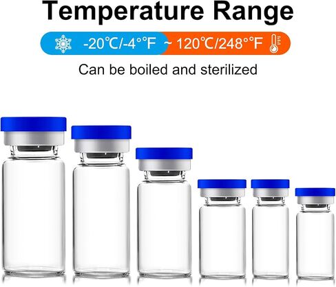 2ml Sealed Vials with Self Healing Injection Port and Plastic-Aluminum Flip Caps,Glass Empty Vials for Injection 10 Pack in Kuwait