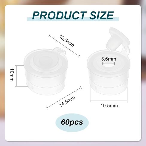 BENECREAT 60Pcs Press in Bottle Adapter with Lid, 12.5mm/0.5 inch Inner Diameter Bottles Replacement Caps for Sample Bottles, Lotion Bottles, Essential Oil Bottles in Saudi Arabia