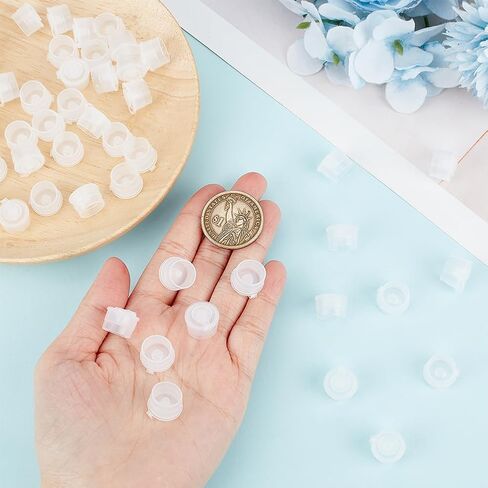 BENECREAT 60Pcs Press in Bottle Adapter with Lid, 12.5mm/0.5 inch Inner Diameter Bottles Replacement Caps for Sample Bottles, Lotion Bottles, Essential Oil Bottles in Saudi Arabia
