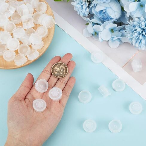 BENECREAT 60Pcs Press in Bottle Adapter with Lid, 12.5mm/0.5 inch Inner Diameter Bottles Replacement Caps for Sample Bottles, Lotion Bottles, Essential Oil Bottles in Saudi Arabia