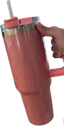 Stainless steel thermal bottle with handle and straw lid, vacuum jars for hot and cold coffee, car travel mug, 40OZ, 1200ML in Saudi Arabia