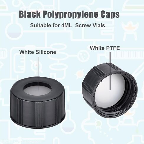 ESHATO 4ML Autosampler Vial, 100 Pack HPLC/GC Vials 9-425 Lab Amber Vials Sample Vial Screw Cap Writing Patch White PTFE and Silicone Septa for LC Stamper in Kuwait