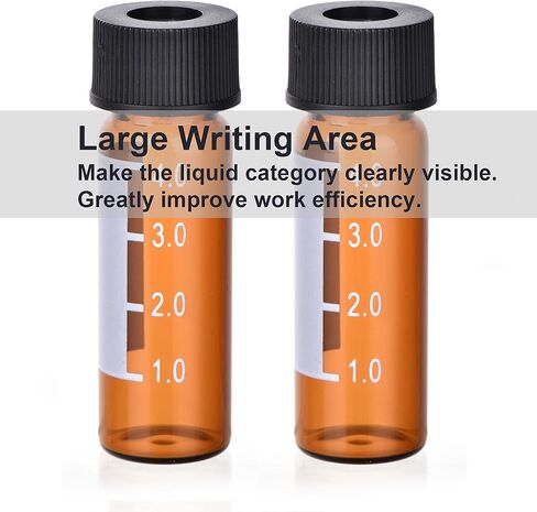 ESHATO 4ML Autosampler Vial, 100 Pack HPLC/GC Vials 9-425 Lab Amber Vials Sample Vial Screw Cap Writing Patch White PTFE and Silicone Septa for LC Stamper in Kuwait