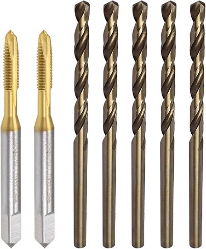 uxcell M4 x 0.7 Spiral Point Tap and 3.5mm Drill Bit Set, Metric M35 Cobalt High Speed Steel Machine Screw Thread Threading Tool 7pcs in Saudi Arabia