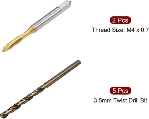 uxcell M4 x 0.7 Spiral Point Tap and 3.5mm Drill Bit Set, Metric M35 Cobalt High Speed Steel Machine Screw Thread Threading Tool 7pcs in Saudi Arabia