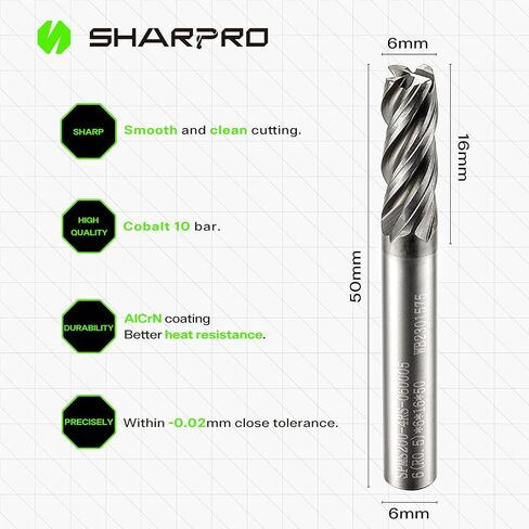 Carbide Corner Radius End Mill 4 Flute 6mm Shank 6mm Cutting Dia.（R0.5mm) Metric CNC Mill Bits for Metal - Alloy Steel, Stainless Steel, Cast Iron and Aluminum Cutting AlCrN Coated in Saudi Arabia