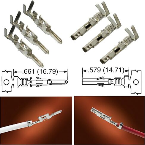 (30 زوجًا) دبوس موليكس ذكر وأنثى، Mini-Fit Jr. TM، موصل دبوس الاتصال، موضع واحد، مجعد، مستقيم، حامل كابل، 16.8 مم طول × 4.5 مم ارتفاع × 3.6 مم عمق in Kuwait