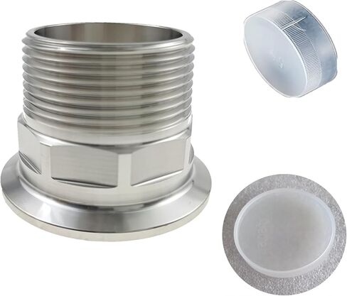 2 "ثلاثي المشبك إلى 1.5" NPT ذكر الخيوط محول تركيب الأنابيب الصحية 304 الفولاذ المقاوم للصدأ in Kuwait