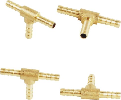 5/32" Brass Barb Tee Fittings T-Shaped 3 Ways Union Hose Barb Pipe Fitting for Water/Fuel/Air (Pack of 2) in Kuwait