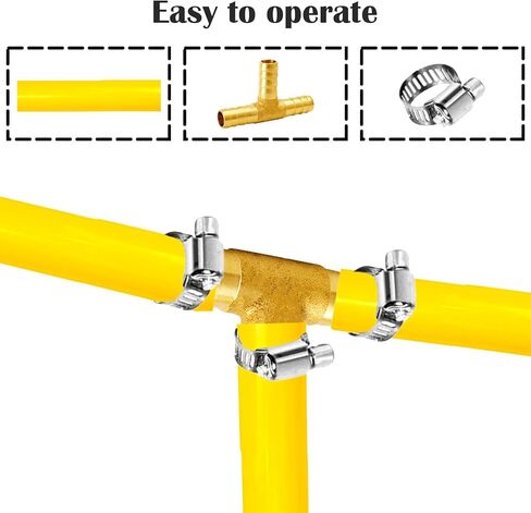 5/32" Brass Barb Tee Fittings T-Shaped 3 Ways Union Hose Barb Pipe Fitting for Water/Fuel/Air (Pack of 2) in Kuwait