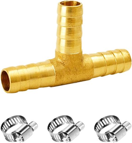 1/4 "النحاس بارب تي شيرت تركيبات T-شكل 3 طرق الاتحاد خرطوم بارب وصلة أنابيب مع 3 قطعة ماسورة من الفولاذ المقاوم للصدأ المشبك للمياه/الوقود/الهواء in Kuwait
