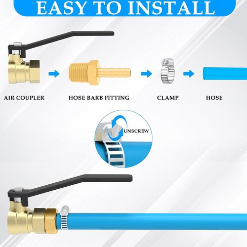 SDTC Tech 10 عبوات من تركيبات خرطوم الهواء النحاسية، 1/4 بوصة بارب × 1/4 بوصة خرطوم ذكر NPT إلى محول الأنابيب، مجموعة أدوات إصلاح خرطوم الهواء 1/4 بوصة in Kuwait