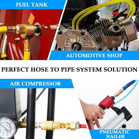 SDTC Tech 10 عبوات من تركيبات خرطوم الهواء النحاسية، 1/4 بوصة بارب × 1/4 بوصة خرطوم ذكر NPT إلى محول الأنابيب، مجموعة أدوات إصلاح خرطوم الهواء 1/4 بوصة in Kuwait