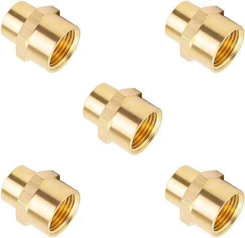 Brass Reducing Coupler, Female x Female Reducer, 1/2" Female x 1/8" Female NPT, (5 Pack) in Saudi Arabia
