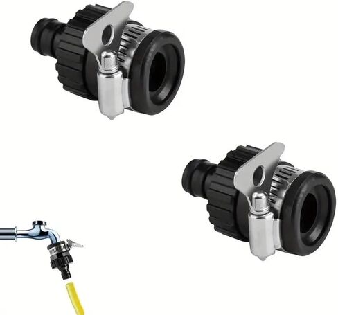 2Pcs Black Universal Water Quick Faucet Adapter Tap Connection Garden Hose Pipe Fitting Hose Connectors and Accessories in Saudi Arabia