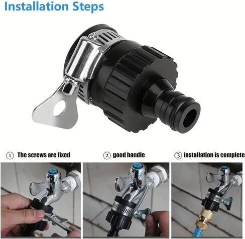 2Pcs Black Universal Water Quick Faucet Adapter Tap Connection Garden Hose Pipe Fitting Hose Connectors and Accessories in Saudi Arabia