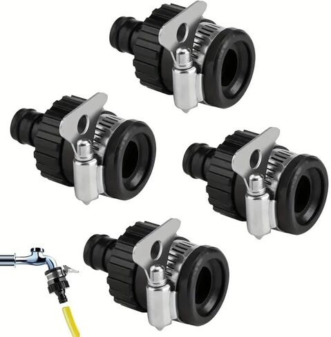 2Pcs Black Universal Water Quick Faucet Adapter Tap Connection Garden Hose Pipe Fitting Hose Connectors and Accessories in Saudi Arabia