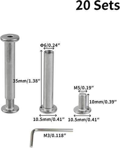 20 Sets M3×4mm Silver Binding Post Screw Φ4×25mm Screw Rivets Stainless Steel Barrel Nuts and Bolts for Photo Album, DIY Accessories, Furniture in Saudi Arabia