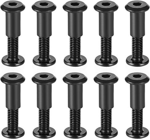 عمود لولبي مناسب لقطر الثقب 5/16 بوصة (8 مم)، ذكر M6x40mm مشبك حزام ربط مسامير تثبيت جلدية من الفولاذ الكربوني الأسود 10 مجموعات in Saudi Arabia