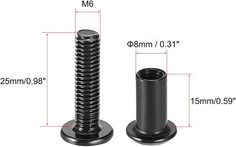 عمود لولبي مناسب لقطر الثقب 5/16 بوصة (8 مم)، ذكر M6x40mm مشبك حزام ربط مسامير تثبيت جلدية من الفولاذ الكربوني الأسود 10 مجموعات in Saudi Arabia