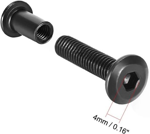 عمود لولبي مناسب لقطر الثقب 5/16 بوصة (8 مم)، ذكر M6x40mm مشبك حزام ربط مسامير تثبيت جلدية من الفولاذ الكربوني الأسود 10 مجموعات in Saudi Arabia