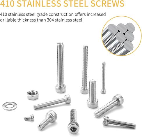 مجموعة متنوعة من 420 قطعة M3 من البراغي الخشبية عالية الصلابة، 304 براغي من الفولاذ المقاوم للصدأ، براغي ذاتية التنصت، براغي الحوائط الجافة، براغي متنوعة، مجموعة براغي أدوات النجارة (فضي) in Kuwait