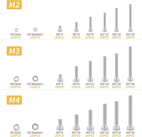مجموعة متنوعة من 420 قطعة M3 من البراغي الخشبية عالية الصلابة، 304 براغي من الفولاذ المقاوم للصدأ، براغي ذاتية التنصت، براغي الحوائط الجافة، براغي متنوعة، مجموعة براغي أدوات النجارة (فضي) in Kuwait