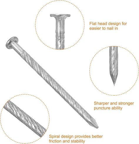 uxcell 25Pcs Fence Deck Nails, 1 9/16 Inch 304 Stainless Steel Spiral Deck Nail Spiral Shank Spikes for House Floor Repairing Wall Woodworking, Silver in Saudi Arabia