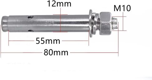 M10 x 80 mm External Hex Expansion Bolts Screws Sleeve Anchors, 304 Stainless Steel, 4Pcs in Saudi Arabia