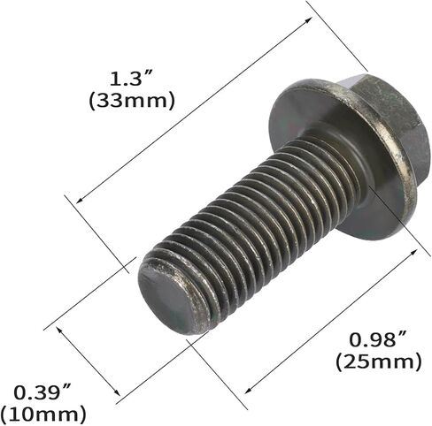 RUTU 8 قطع M10 x 1.25 مم مسمار M10-1.25 x 25 مم مسمار شفة رأس سداسي لمعظم العلامات التجارية لـ ATV UTV Quads 4 عجلات ومسامير سداسية ذات حواف - 8 قطع in Saudi Arabia