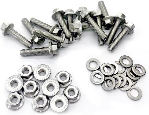 30 Sets M6x1.0-16mm Flanged Hex Head Bolts, Flange Hexagon Screws, Hanger Bolts,Stainless Steel 18-8 (304), M6 Flange Bolt and Nuts,Washer for Securing Exhaust Components (M6x16mm) in Saudi Arabia