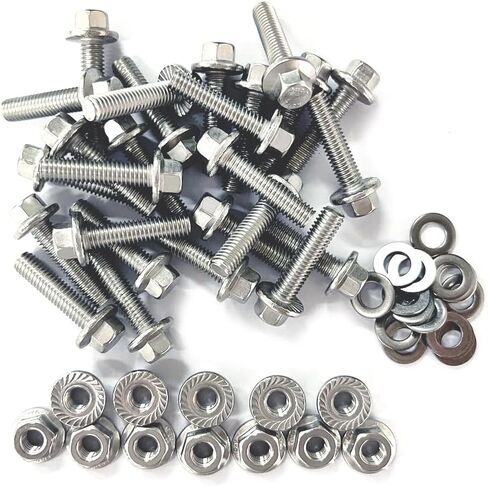 30 Sets M6x1.0-16mm Flanged Hex Head Bolts, Flange Hexagon Screws, Hanger Bolts,Stainless Steel 18-8 (304), M6 Flange Bolt and Nuts,Washer for Securing Exhaust Components (M6x16mm) in Saudi Arabia