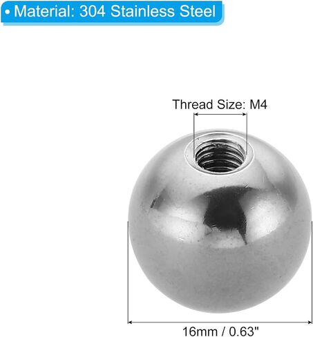 PATIKIL M4x16mm Ball Nuts Knob, 4 Pcs Female Thread 304 Stainless Steel Round Blind Hole Screw Cap Cover for Lighting Machinery DIY Decoration, Silver in Saudi Arabia